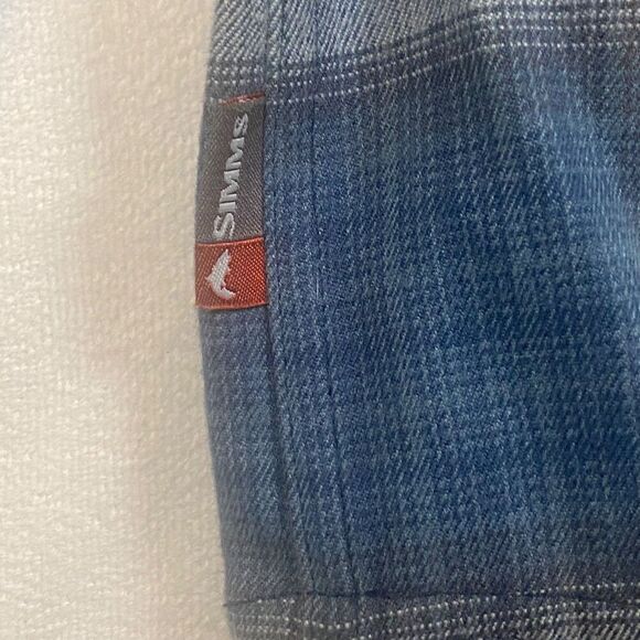 Simms Men’s Blue Plaid Flannel Shirt Long Sleeve Size XL TG Outdoor Fishing - Picture 9 of 14